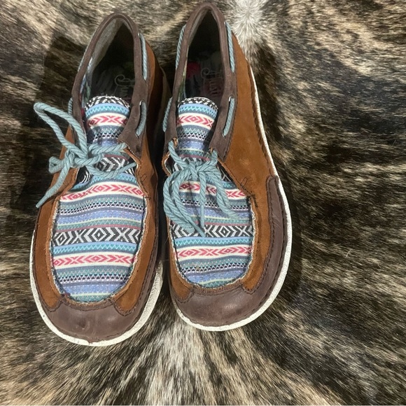 Women's Justin Tie Loafers Mocs Aztec Leather 8 M JL101 - Picture 3 of 7